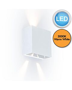 Lutec - Gemini Beams - 5104003032 - LED White Clear Glass 2 Light IP54 Outdoor Wall Washer Light