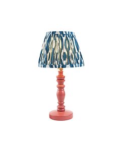 Endon Lighting - Bibury & Ikat 20cm - 114275 - Pink Aged Brass Blue Table Lamp With Shade