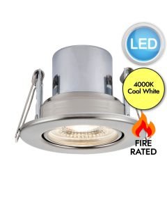 Saxby Lighting - ShieldECO 800 - 78523 - LED Satin Nickel Clear 4000k Tilt Recessed Fire Rated Ceiling Downlight