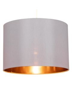 Grey Faux Silk 30cm Light Shade with Copper Inner