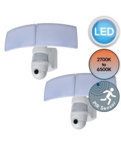 Set of 2 Libra - LED White Opal 4 Light IP44 Outdoor Sensor Floodlights
