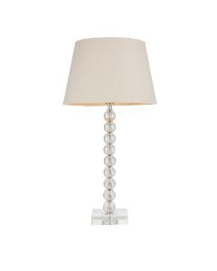 Endon Lighting - Adelie - 98360 - Nickel Clear Crystal Glass Grey Table Lamp With Shade