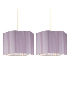 Set of 2 Blush Pink with Chrome Inner Scalloped Pendant Shades