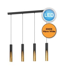 Eglo Lighting - Barbotto - 900873 - LED Black Gold 4 Light Bar Ceiling Pendant Light