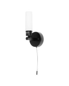 Beta - Black IP44 Bathroom Wall Light With Pull Cord Switch