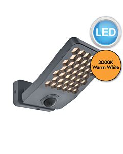 Lutec - Atlantis - 7801607118 - Dark Grey Clear IP54 Outdoor Sensor Floodlight