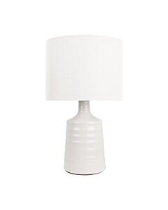 Ripple - Off White Ribbed Ceramic Table Lamp with White Fabric Shade