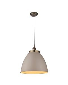 Endon Lighting - Franklin - 76327 - Taupe Grey Antique Brass Ceiling Pendant Light