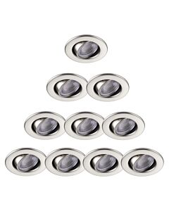 Set of 10 Satin Nickel Fire Rated 6W LED 3000K Adjustable Downlights