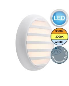 Saxby Lighting - Hero - 95547 & 95543 - LED White Opal IP65 Dimmable Microwave Grill Bezel Outdoor Sensor Bulkhead Light