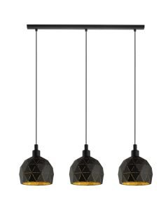 Eglo Lighting - Roccaforte - 97846 - Black Gold 3 Light Bar Ceiling Pendant Light
