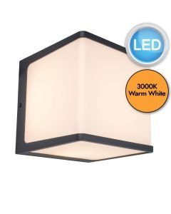 Lutec - Doblo - 5105001125 - LED Charcoal Opal IP54 Outdoor Wall Light