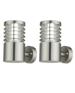 Set of 2 Bloom - Brushed Stainless Steel Outdoor Wall Lights