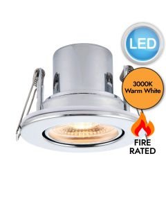 Saxby Lighting - ShieldECO 800 - 78524 - LED Chrome Clear 3000k Tilt Recessed Fire Rated Ceiling Downlight