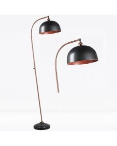 Antique Style Floor Lamp in Industrial Nickel Painted Finish with Antique Copper Detail