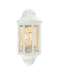 Norlys Lighting - Malaga Mini - M8-2-MINI-WHITE - White Clear IP44 Outdoor Half Lantern Wall Light