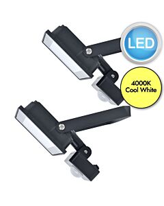 Set of 2 Halo - Black Clear Glass IP44 30390 Outdoor Sensor Floodlights