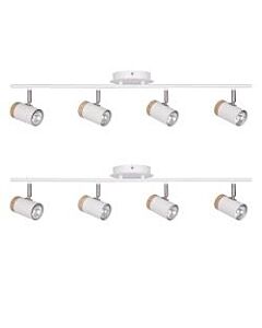 Set of 2 Stratton - White with Wood Detail Four Way Spotlights