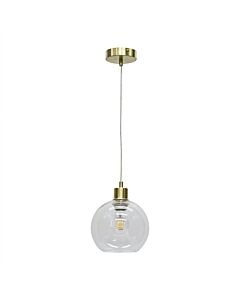 Barnum - Clear Glass Globe with Satin Brass Pendant Fitting
