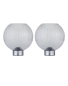 Set of 2 Betchley - Battery Operated Chrome Lamp with Clear Glass