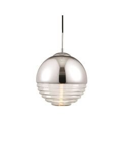 Endon Lighting - Paloma - 68959 - Chrome Clear Ribbed Glass Ceiling Pendant Light