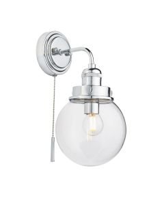 Endon Lighting - Cheswick - 96129 - Chrome Clear Glass IP44 Pull Cord Bathroom Wall Light