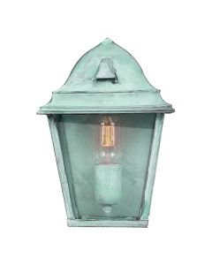 Elstead Lighting - St James - ST-JAMES-VERDI - Verdigris Clear Glass IP44 Outdoor Half Lantern Wall Light