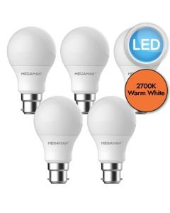 5 x 8.6W LED B22 Light Bulbs - Warm White