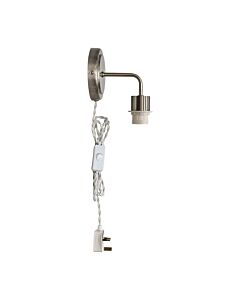 Toby - Satin Nickel Plug in Wall Light Fitting Glass Not Included