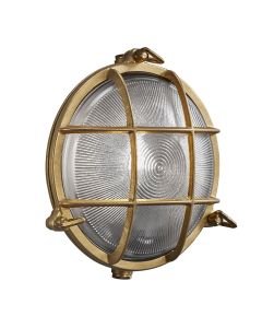Nordlux - Polperro - 49021035 - Natural Brass Frosted Glass IP64 Outdoor Bulkhead Light