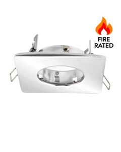 Saxby Lighting - Speculo - 80246 - Chrome Clear Glass IP65 Square Bathroom Recessed Fire Rated Ceiling Downlight