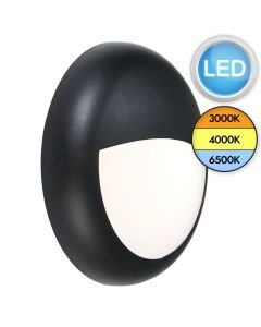 Saxby Lighting - Forca - 77911 & 77900 - LED Black Opal IP65 Step Dimming 18w CCT Eyelid Bezel Outdoor Bulkhead Light