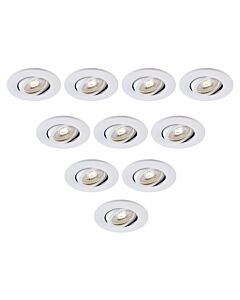 Saxby Lighting - Set of 10 Saxby ShieldONE 75 - 111577 & 113320 - White Tilt Recessed Fire Rated Ceiling Downlights