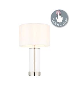 Endon Lighting - Lessina - 102674 - Nickel Glass Vintage White Touch Table Lamp With Shade