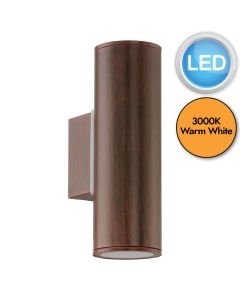 Eglo Lighting - Riga - 94105 - LED Antique Brown 2 Light IP44 Outdoor Wall Washer Light