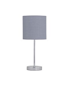 Chrome Touch Operated Table Lamp with Grey Cotton Shade