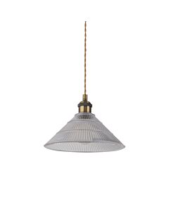 Barnes - Antique Brass Braided Pendant with Fluted Glass Shade