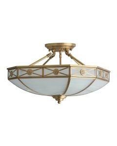 Interiors 1900 - Bannerman - SN04P50 - Antique Brass Frosted Glass 4 Light Flush Ceiling Light