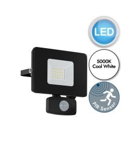 Eglo Lighting - Faedo 3 - 97461 - LED Black Clear Glass IP44 Outdoor Sensor Floodlight