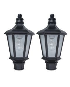 Set of 2 Cotswold - Black Clear Glass IP44 Outdoor Half Lantern Wall Lights