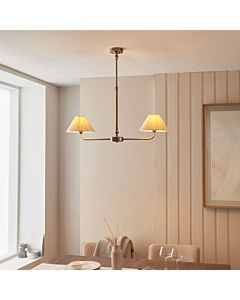 Endon Lighting - Lille - 117835 - Antique Brass Natural 2 Light Bar Ceiling Pendant Light