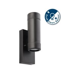 Saxby Lighting - Icarus photocell - 81015 - Black Clear 2 Light IP44 Outdoor Sensor Wall Light