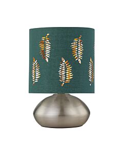 Jenson - Brushed Chrome Touch Table Lamp with Dark Green Fern Shade