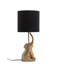 Elephant - Gold Resin Table Lamp With Black Fabric Shade