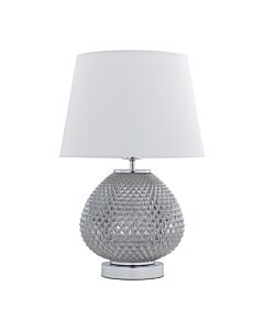 Fraser - Smoked Textured Glass Table Lamp with White Shade