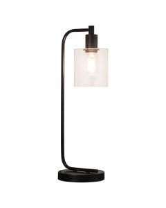 Endon Lighting - Toledo - 95457 - Black Clear Glass Table Lamp