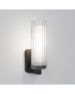 Astro Lighting - Ottavino - 1411006 - Black Clear Ribbed Glass Opal IP44 Bathroom Wall Light
