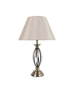 Cigar - Antique Brass 55cm Table Lamp with Off White Fabric Shade