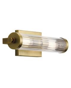Quintiesse - Azores - QN-AZORES2-NBR - Natural Brass Clear Glass 2 Light IP44 Bathroom Strip Wall Light