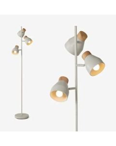 Arnold - Muted Grey with Wood Detail Floor Lamp